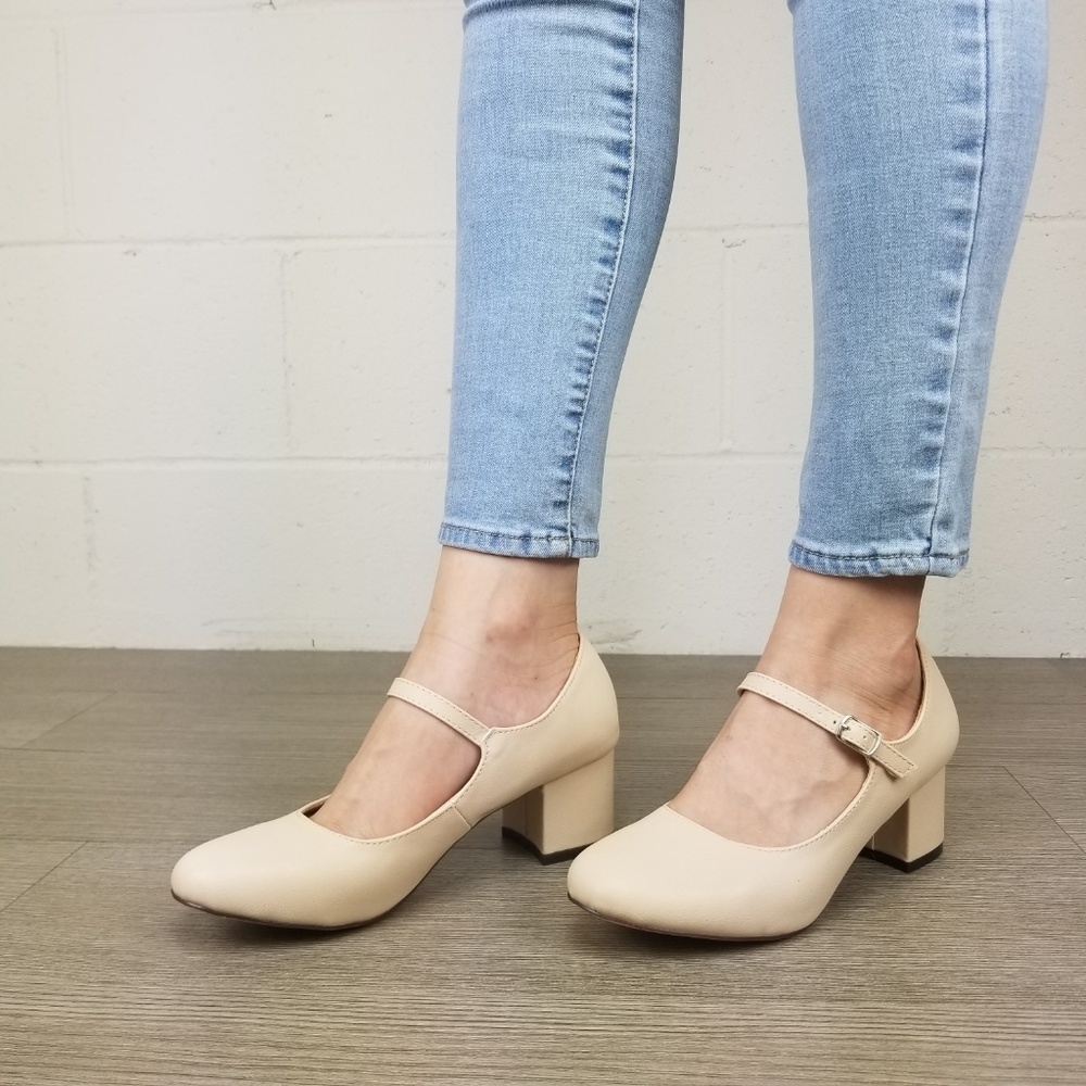 Block Heel Vintage Rockabilly Style Pumps - Picture 3 of 8